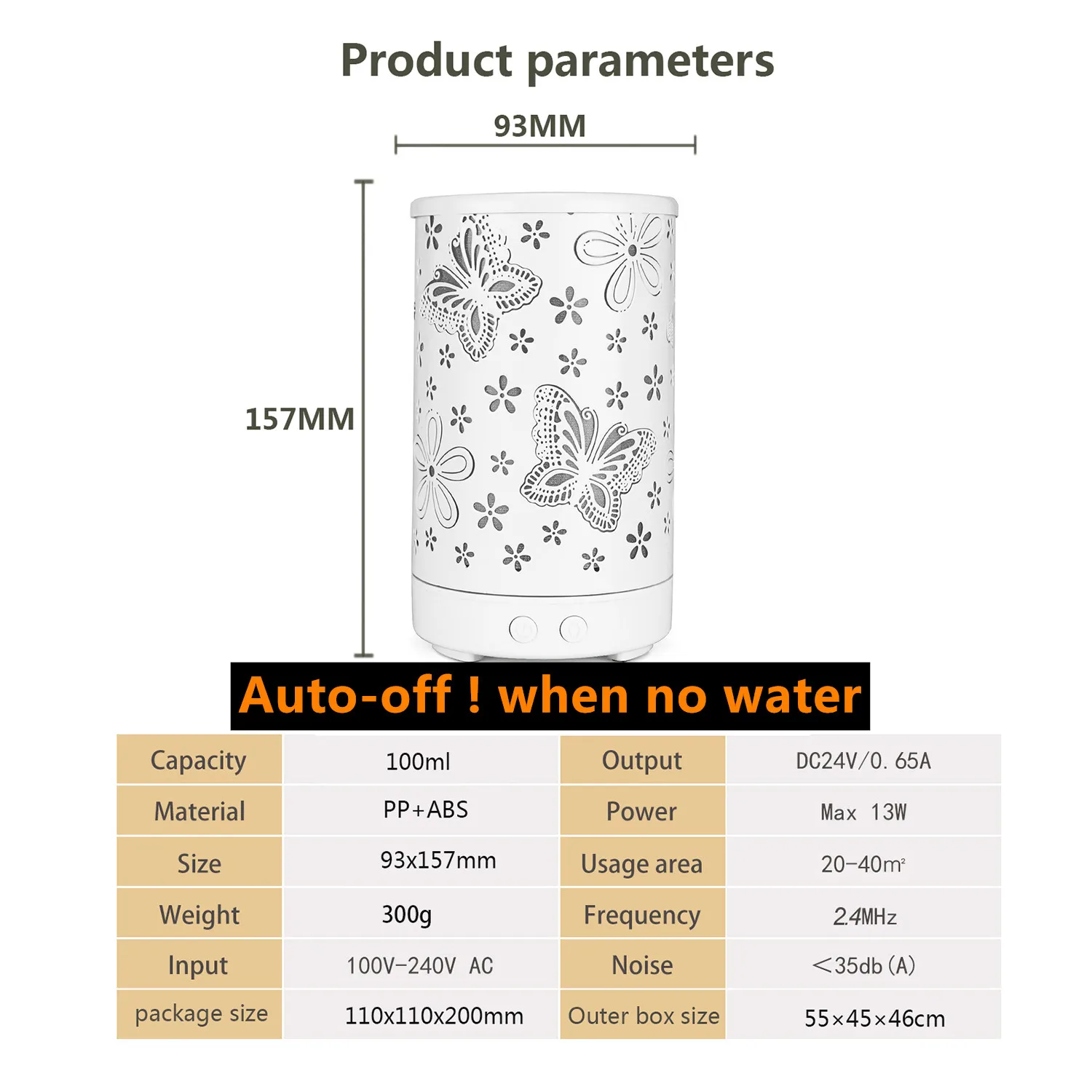 蝶ヴィンテージ鉄アート超音波エッセンシャルオイルディフューザーデスクトップ加湿器自動オフ電気アロマランプ家庭用噴霧器