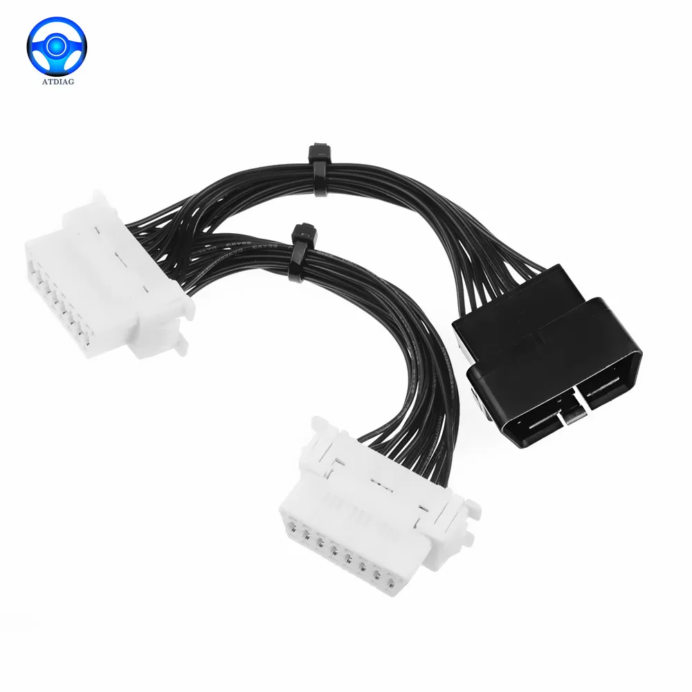 Stable &High Speed transmission 16 pin OBD2 OBDii OBD 2 Splitter Extension Cable one Male to Two Female Y Cable for ELM327