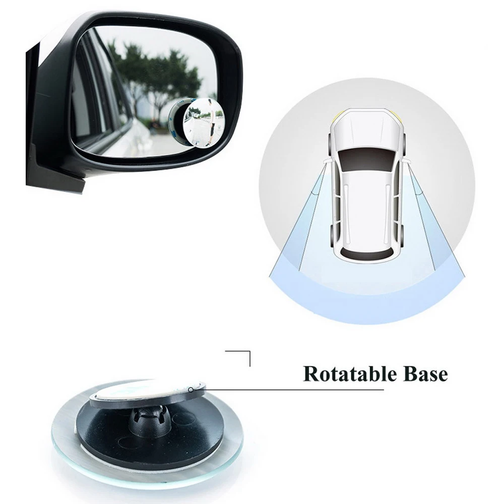 Adjustable Car Mirror 360 Wide Angle Dead Zone Round Convex Mirror Car Vehicle Side Blind Spot Mirror Rimless Rearview Mirror