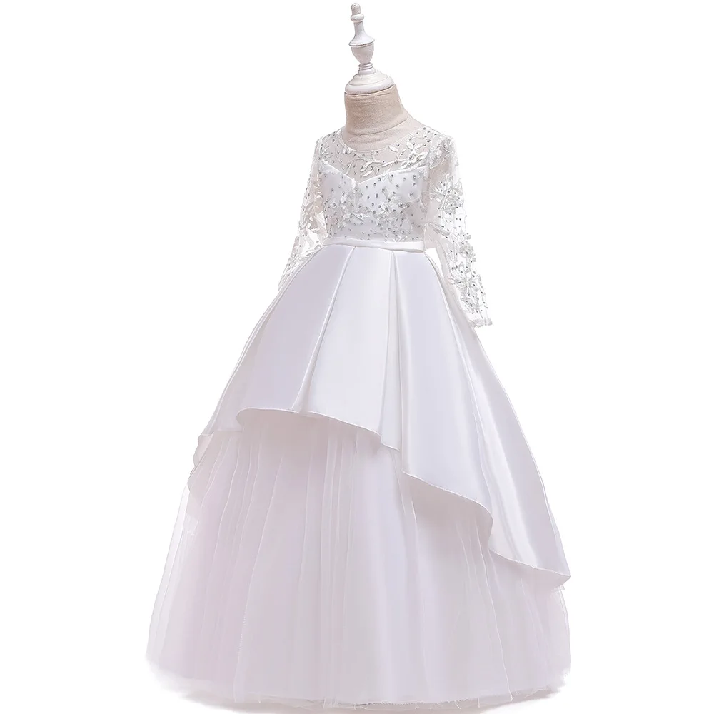 Elegant Flower Girl Dresses Long Kids Clothes For Weddings First Communion Dresses Pageant Gowns