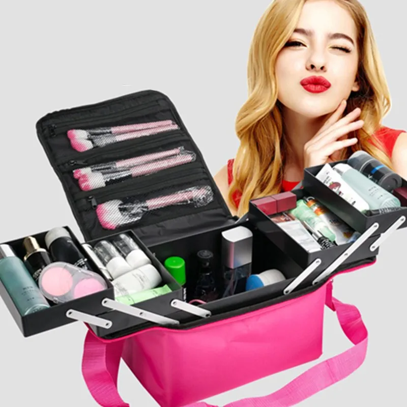 Make up Bag Hand-held large Capacity Multi-layer Manicure Nail Eyelash Beauty Tool Kit Cosmetics Storage Case Toiletry Bag