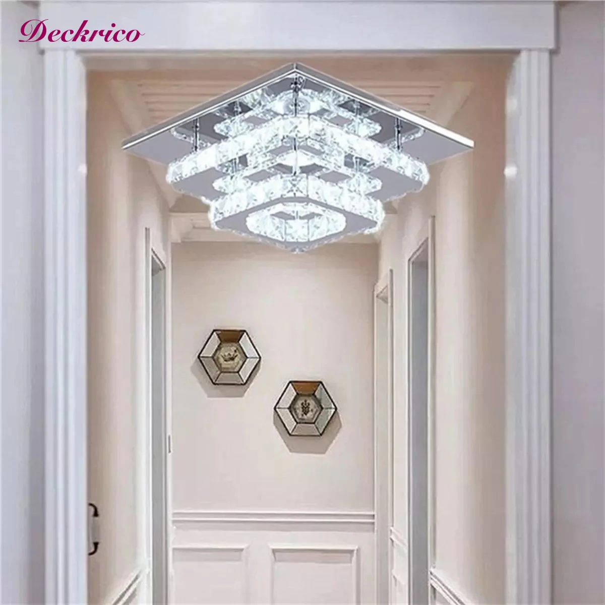 Modern Luxury Crystal Lamp LED Ceiling Pendant 2nd Floor Hall Indoor Chandelier Home Decoration Kitchen Lighting Simple Dimmer