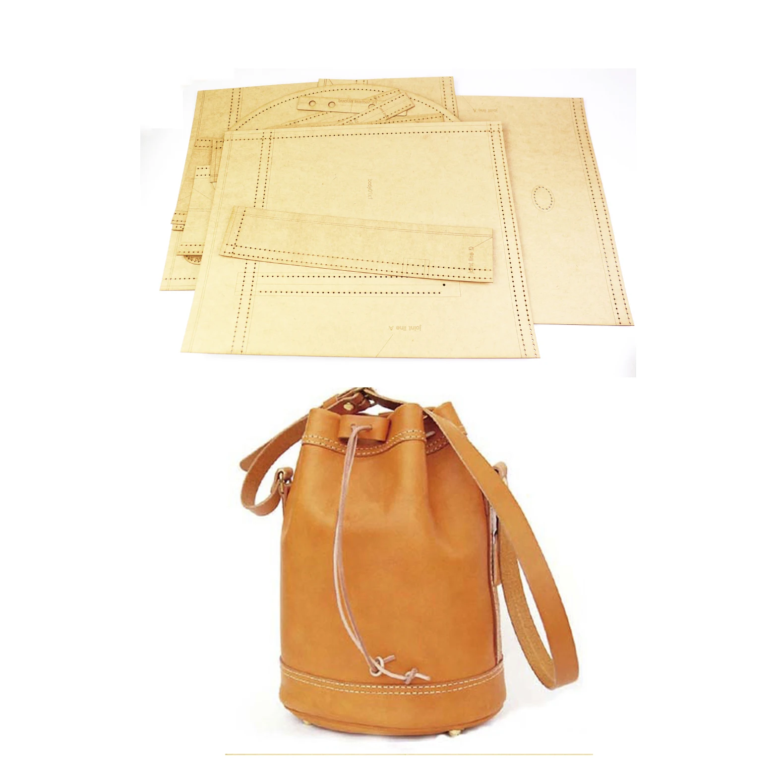 DIY leather craft bucket bag 500gsm heavy weight kraft paper stencil template pattern