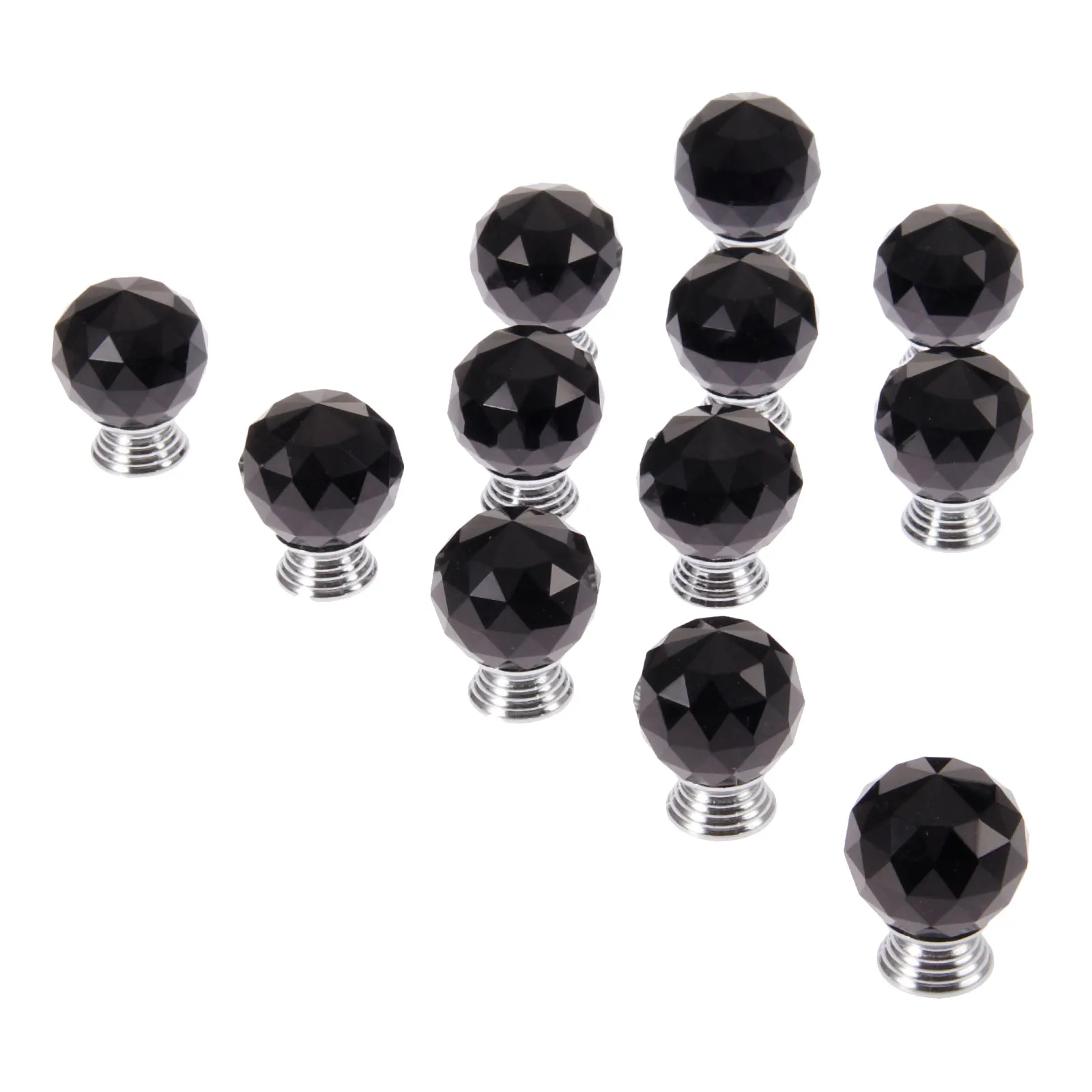 12Pcs 30mm Ball Shape Crystal Glass Knob Wardrobe Cabinet Pull Kitchen Cupboard Drawer Door Handles