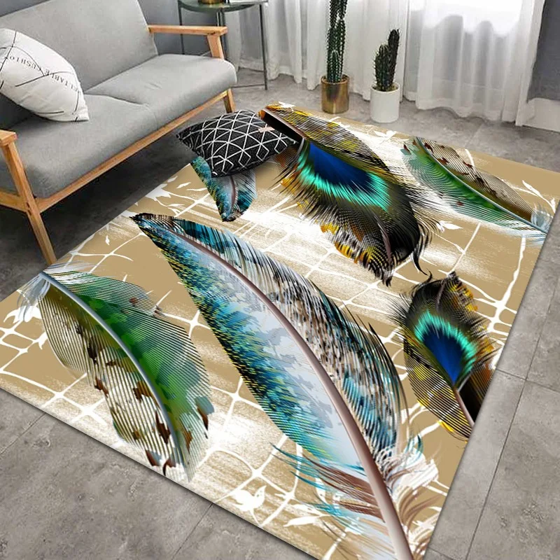 

Geometric Feather Printed Carpet for Living Room Bedroom Large Area Rugs Modern Printing Home Floor Rug for Parlor Washable Mat