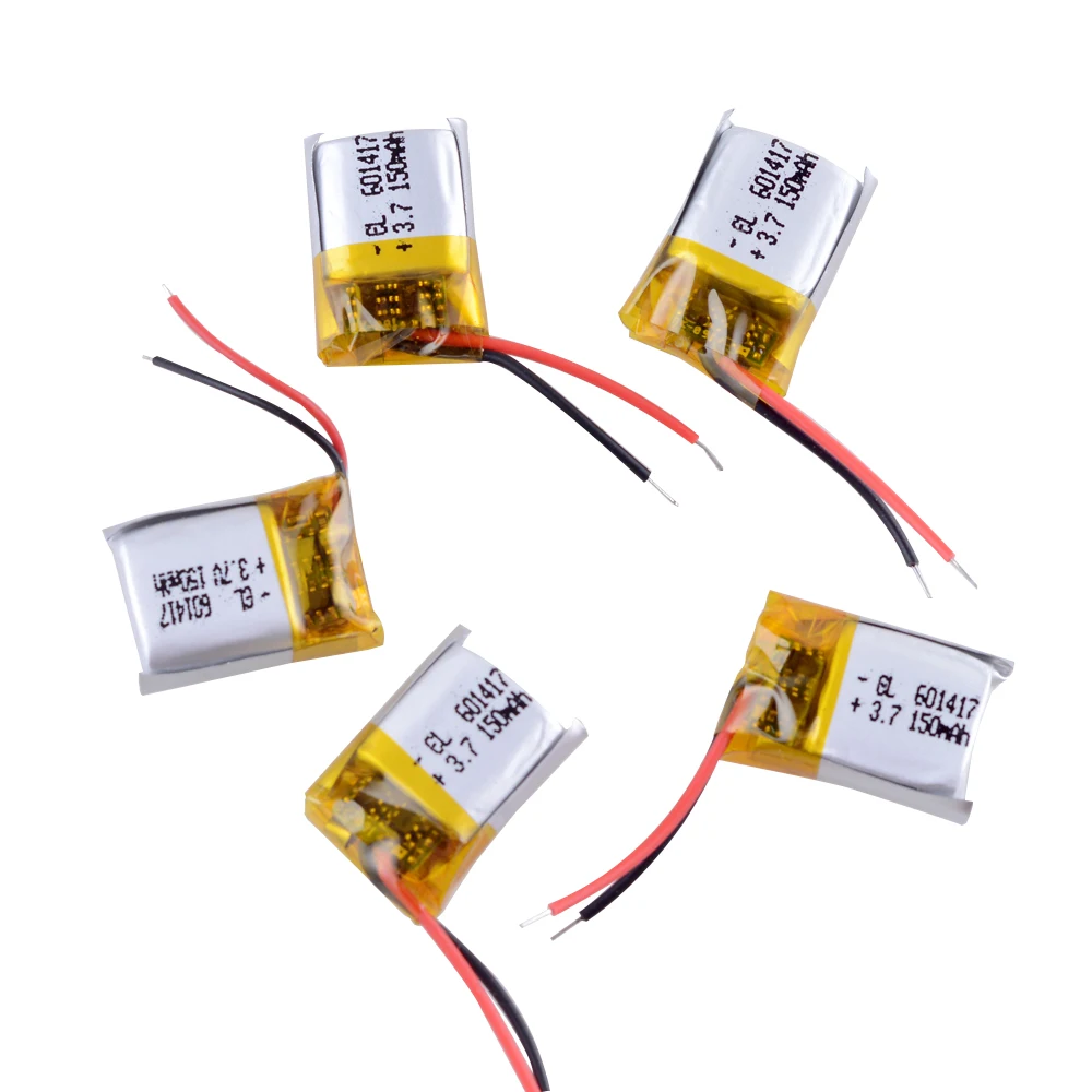 3.7V 150mAh LiPo Rechargeable Battery Lithium Polymer 601417 For  bluetooth headset headphone 601517 601518