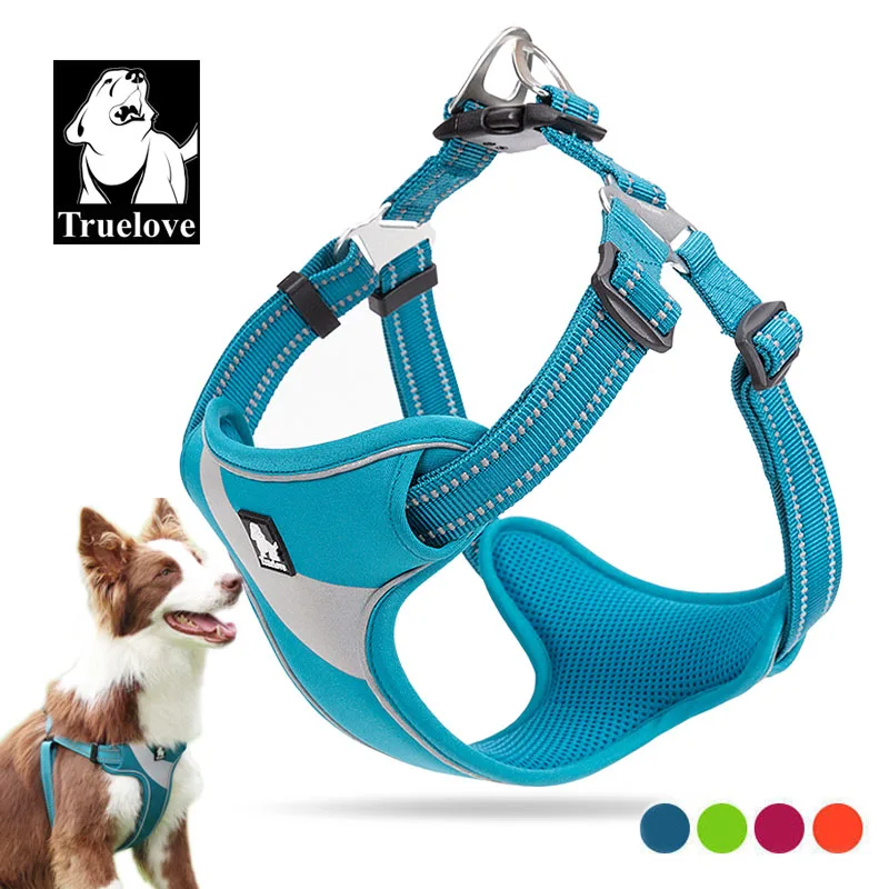 Truelove Adjustable Easy on Dog Pet Harness Outdoor Adventure Reflective Dog Halter Protective Nylon Walking Dog Harness Vest