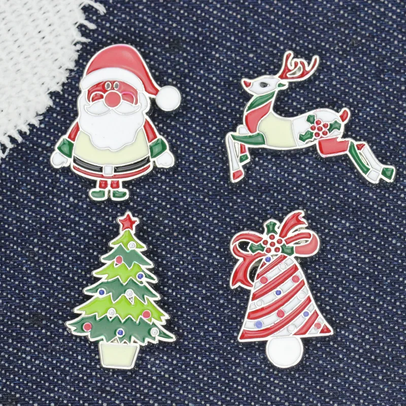 2022 New Fashion Women Christmas Tree Socks Snowman Gloves Garland Elk Brooch Women Christmas Party Brooches Jewelry Gifts