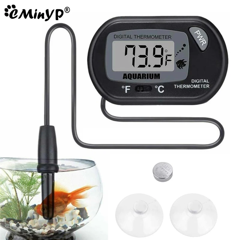 LCD Digital Aquarium Thermometer Meter With Probe Reptile Fish Tank Temperature Measuring Tool For Terrarium Water Accessories