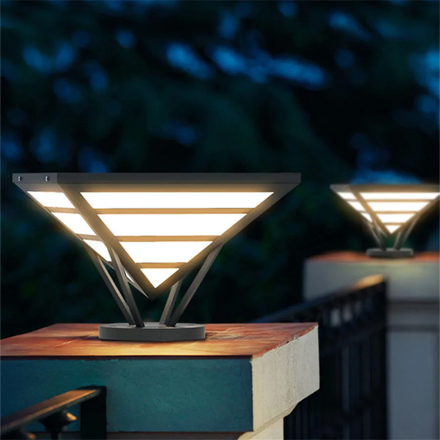 Solar Pillar Light Outdoor Garden Villa Courtyard Column Light Yard Fence Front Door Pillar Light Solar Landscape Lawn Post Lamp