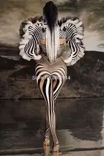 Zebra Pattern Jumpsuit for Women Performance Costume #2