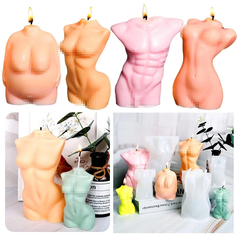 Multiple Thin Economy Plump Woman Silicone Candle Mold 3D Art Wax Mold Male Body Pregnant Woman Aroma Candle Making Mould Home