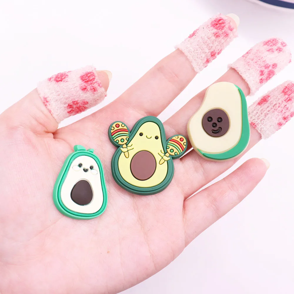 New Cute 1pcs Fruit Avocado PVC Accessories Shoe Charms Cute Children Shoe Buckle Decorations fit Wristband Party Gifts