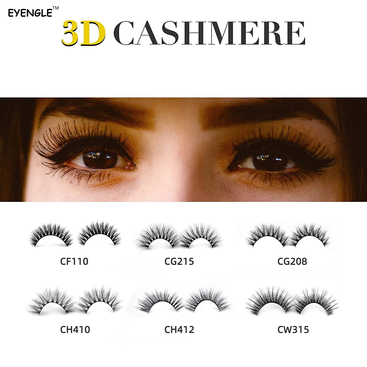 EYENGLE 3D CASHMERE Eyes Lashes Natural Soft Reusable Make Up False Eyelashes Fluffy Long Cross Wispy Eyelash Handmade Faux Cils