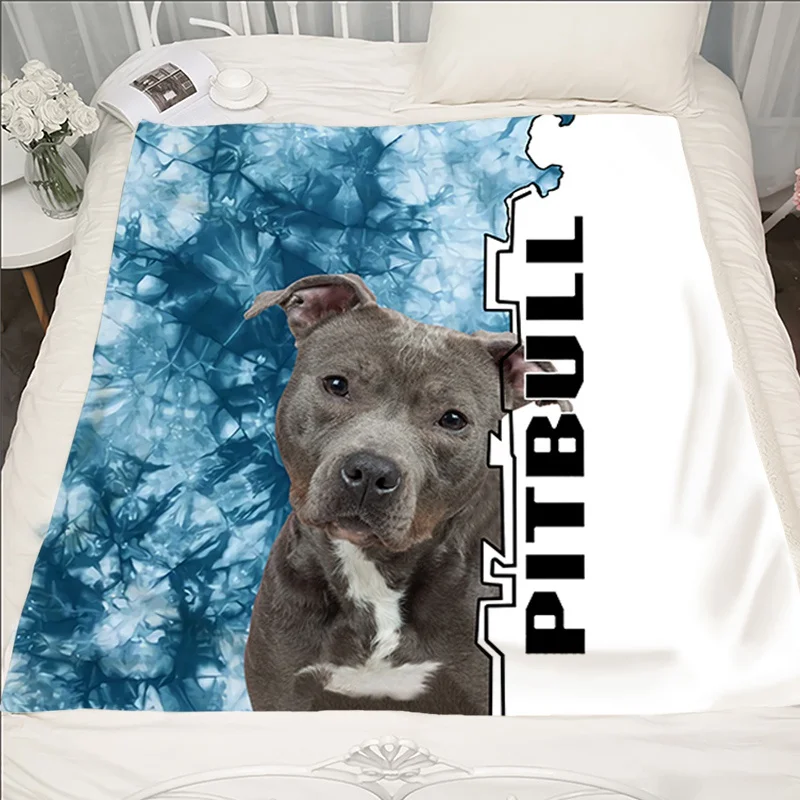 Animal Blanket Pitbull Dog Printing Child Adult Thick Quilt Home Life Picnic Travel Fashion Throw Blanket Drop Shipping