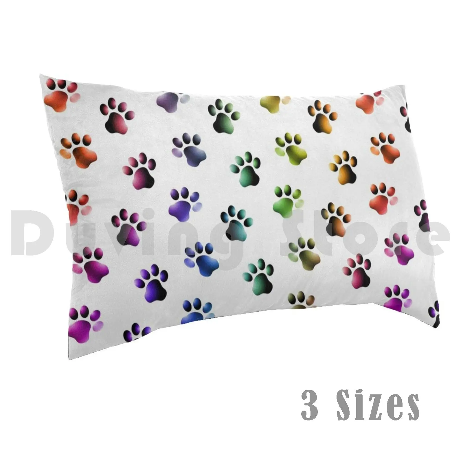 Animal Paw Prints Cats Dogs Rainbow Colors Pillow Case 20*30 Inch Dog Cat Animal Paw Paw Pattern Cat Paw