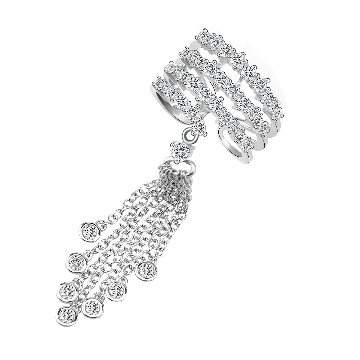 HAHA&TOTO Luxury Party Famous Brand Tassel Rings For Women Inlay Cubic Zirconia Adjustable Crown Ring Famous Brand Fashion Bague