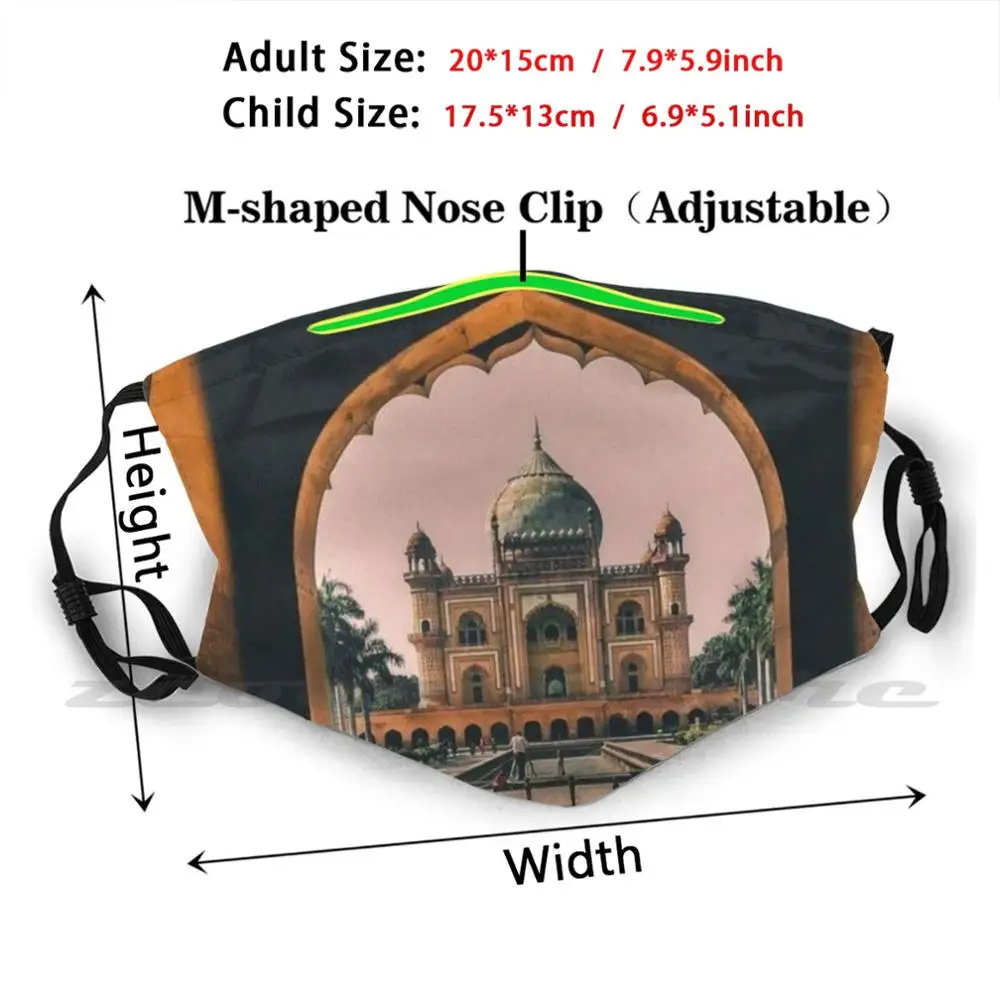 Een View Van Taj Mahal Masker Doek Herbruikbare Print Filter Wasbare Building Mooie Azië Landmark Toeristische Monument