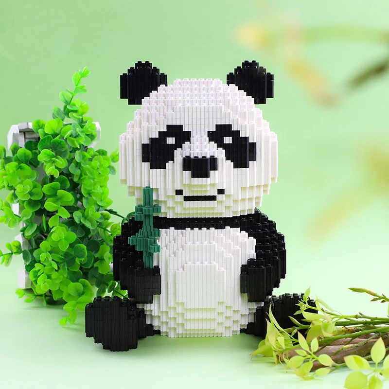 Linkgo Panda Mini Building Blocks Creative DIY  Bamboo Model Micro Bricks Figures Toys For Children Birthday Gift