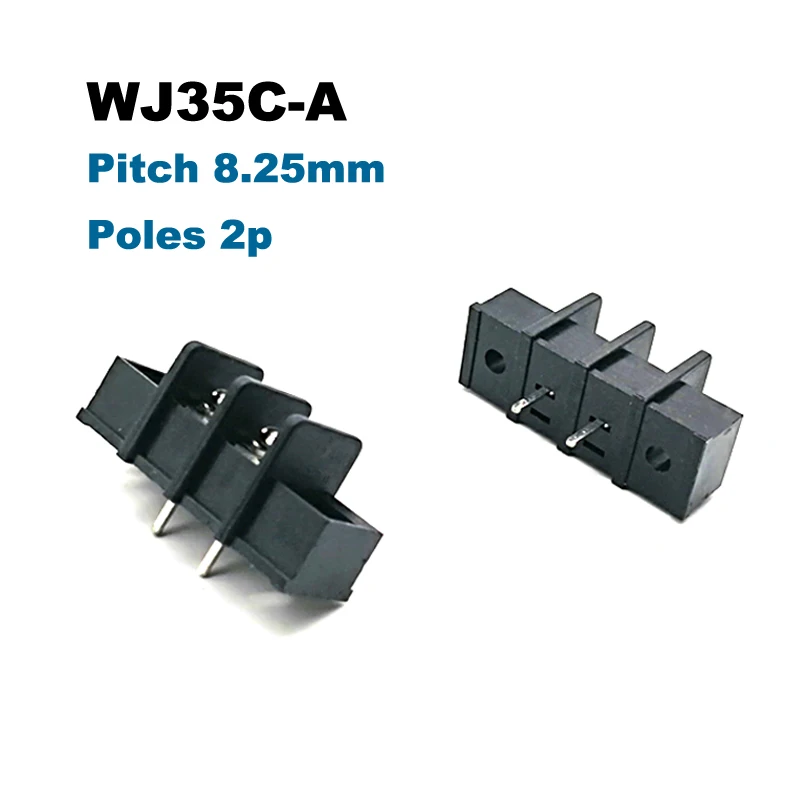 2Pcs PCB Terminal Block Pitch 8.25mm Bornier 35C-A Straight 2/3/4/5P Morsettiera Screw Holes Wire Cable Connector 20A 12AWG