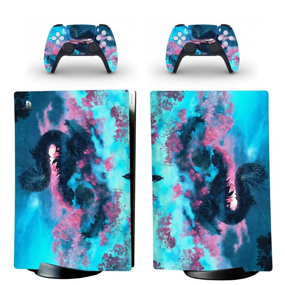 سيكيرو PS5 الطبعة الرقمية الجلد ملصق غطاء لاصق لامع ل بلاي ستيشن 5 وحدة التحكم و 2 تحكم PS5 الجلد ملصق الفينيل