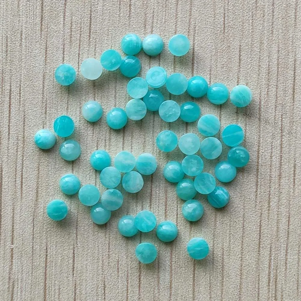 

5mm 4mm Wholesale 36pcs/lot 2023 good quality natural amazonite round cab cabochon beads for jewelry making free shipping