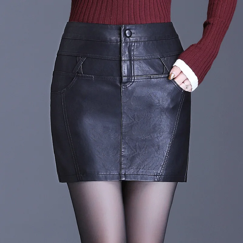 New women mini skirt ladies pu leather skirt slim autumn ultra short skirt female high waist zipper faux leather skirt winter