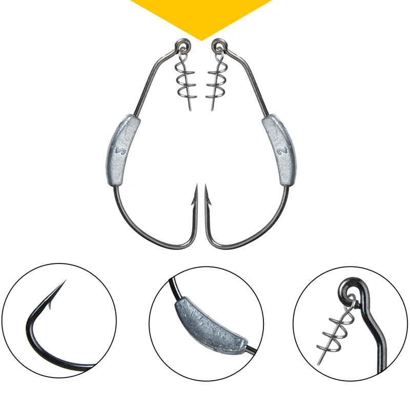 Hameçon barbelé à tête de manivelle, gabarit exposé, hameçons à poisson décalés, adapté au matériel de pêche Texas Rigs, 2g, 2.5g, 3g, 4g, 5g, 7g, 9g