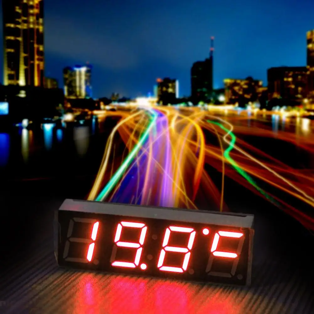 OOTDTY Digital Car LED Electronic Clock Time Temperature 3 in 1 Meter 12V 5-20V dropshipping