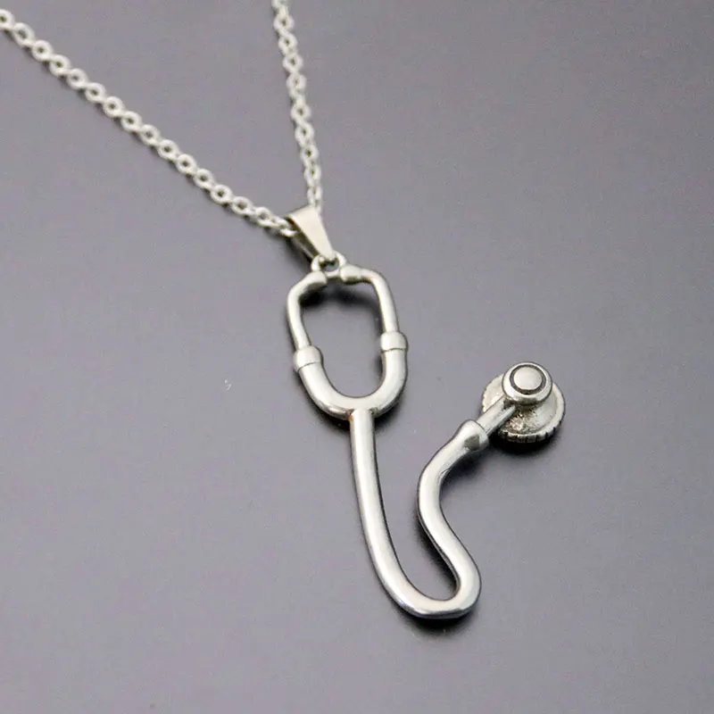 1pc DIY 3D Funny Stethoscope Stainless Steel Custom Necklace Gothic Punk Necklace Geeks Men Women Halloween Cosplay Punk Jewelry