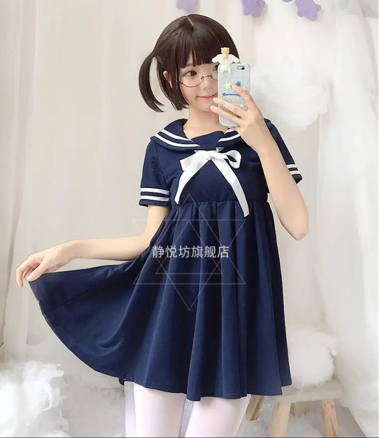 Robe japonaise à manches courtes pour hommes et filles, style marine, costume de marin doux kawaii, robe Lolita pour étudiant