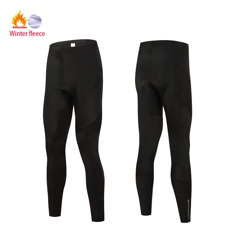 2024 Winter Black Fleece Thermal Mens Cycling Tights Pants Outdoor Bicycle Wear Bibs Pants 19D Gel Pad Shockproof Bike Trousers