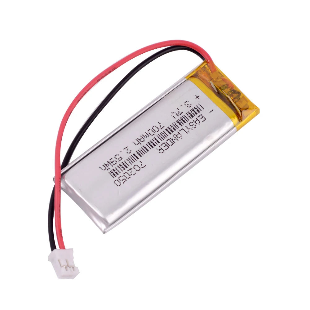 JST2.0 2P 3,7V 700mAh 702050   Bateria recarregável de polímero de íon-lítio para GPS DVC DVR mp4 câmera E-book Phone 5.0