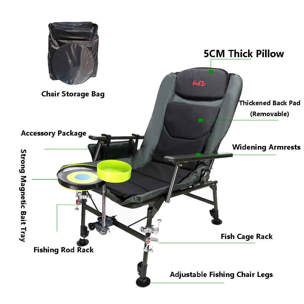 Luxury Fishing Chair Adjustable Height Chairs Folding Camping Chair Portable Compact For Outdoor Camp Beach Travel Picnic Hiking