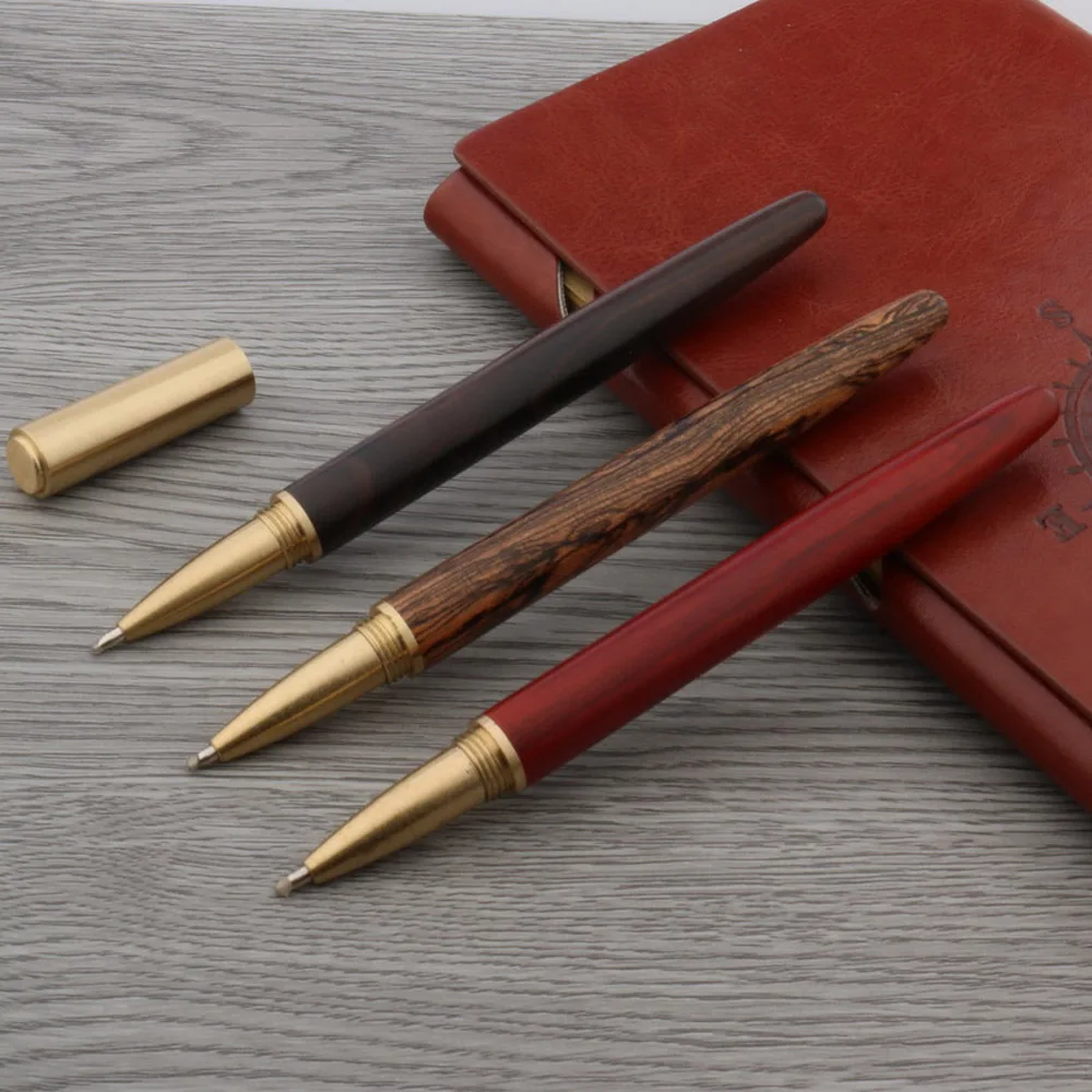 High Quality Wooden Roller ball Pens Brand Red Black Golden Trim Stationery Office School Supplies New