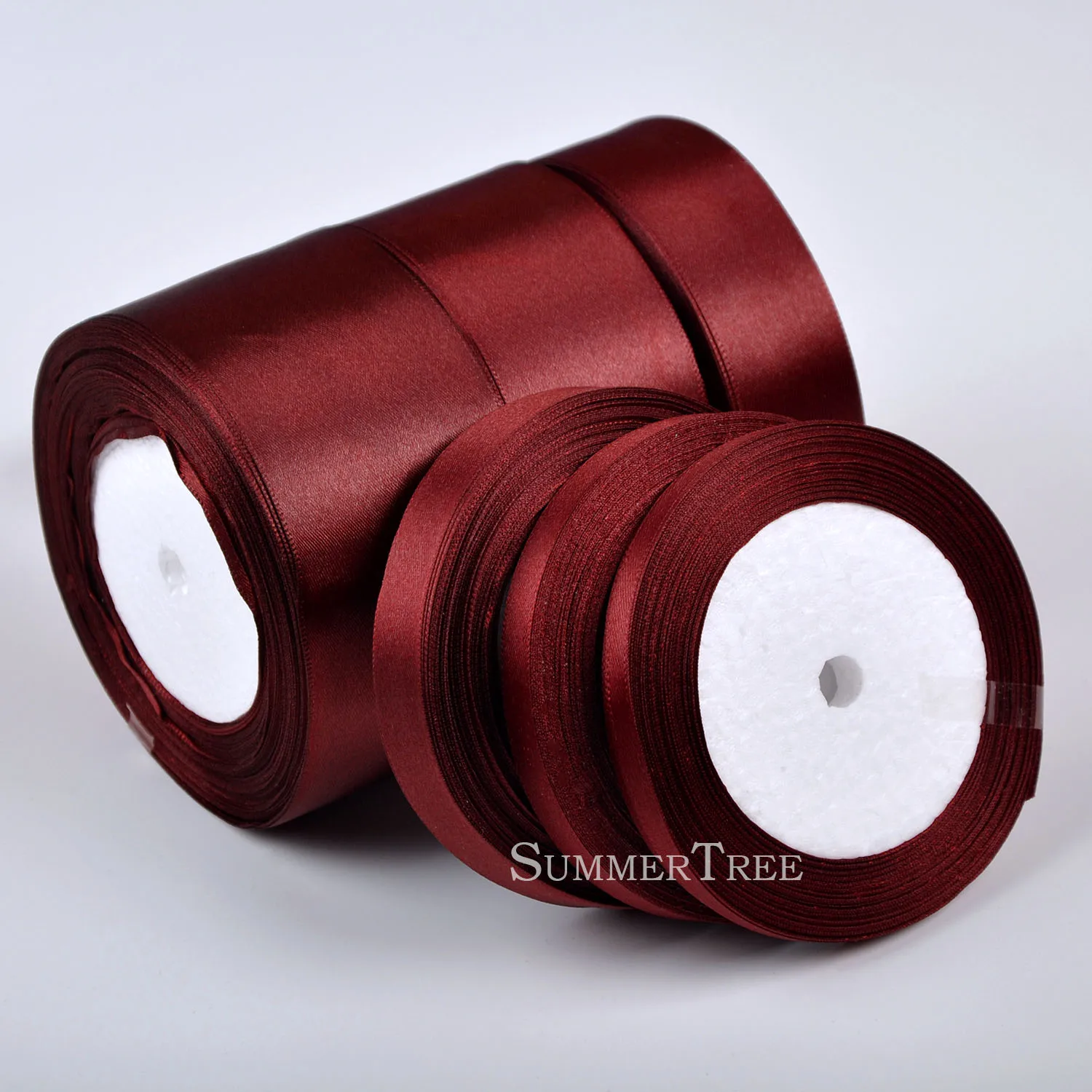 1 Roll Burgundy 25yards 6mm - 50mm Satin Ribbon Sash Gift Bow Handmade DIY Craft Wedding Party Supply Banquet Decoration