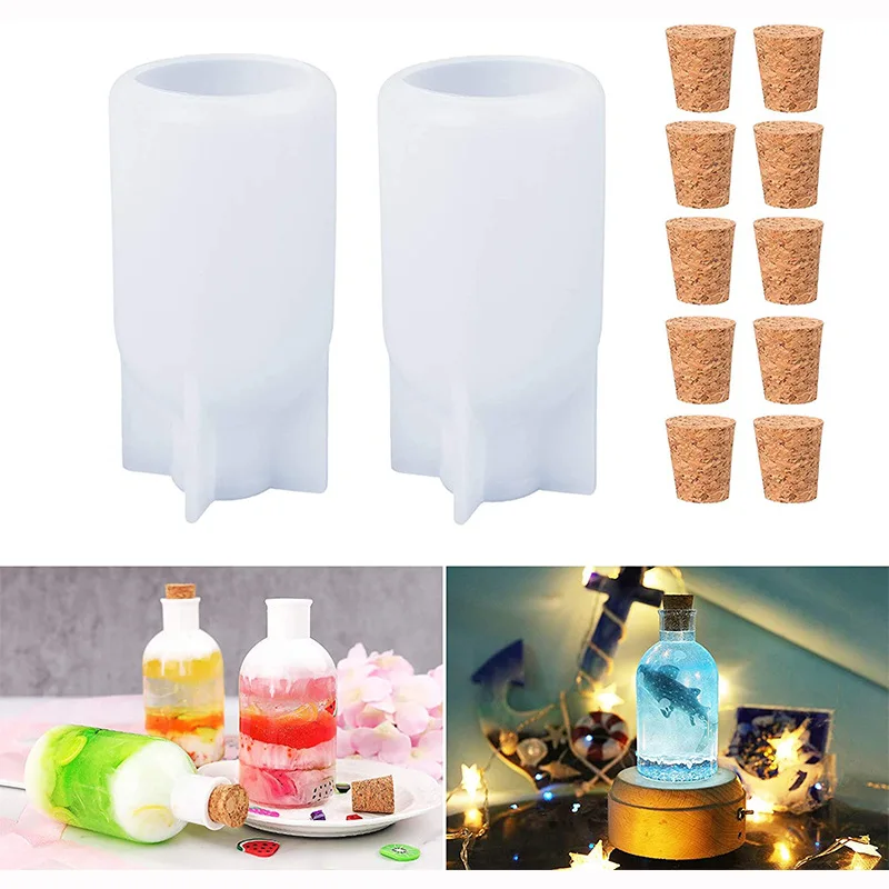 DIY Led Night Light Silicone Mold Lamp Holder Bottle Mirror Crystal Epoxy Resin Mold