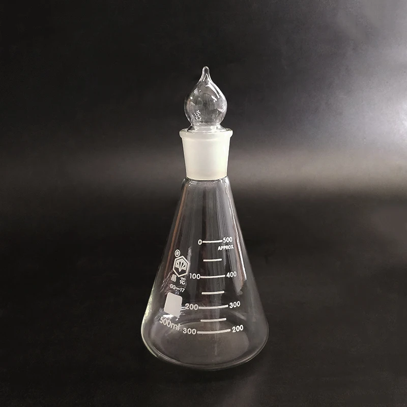 

Conical flask with standard ground-in glass stopper,Capacity 500ml,joint 29/32,Erlenmeyer flask with standard ground mouth