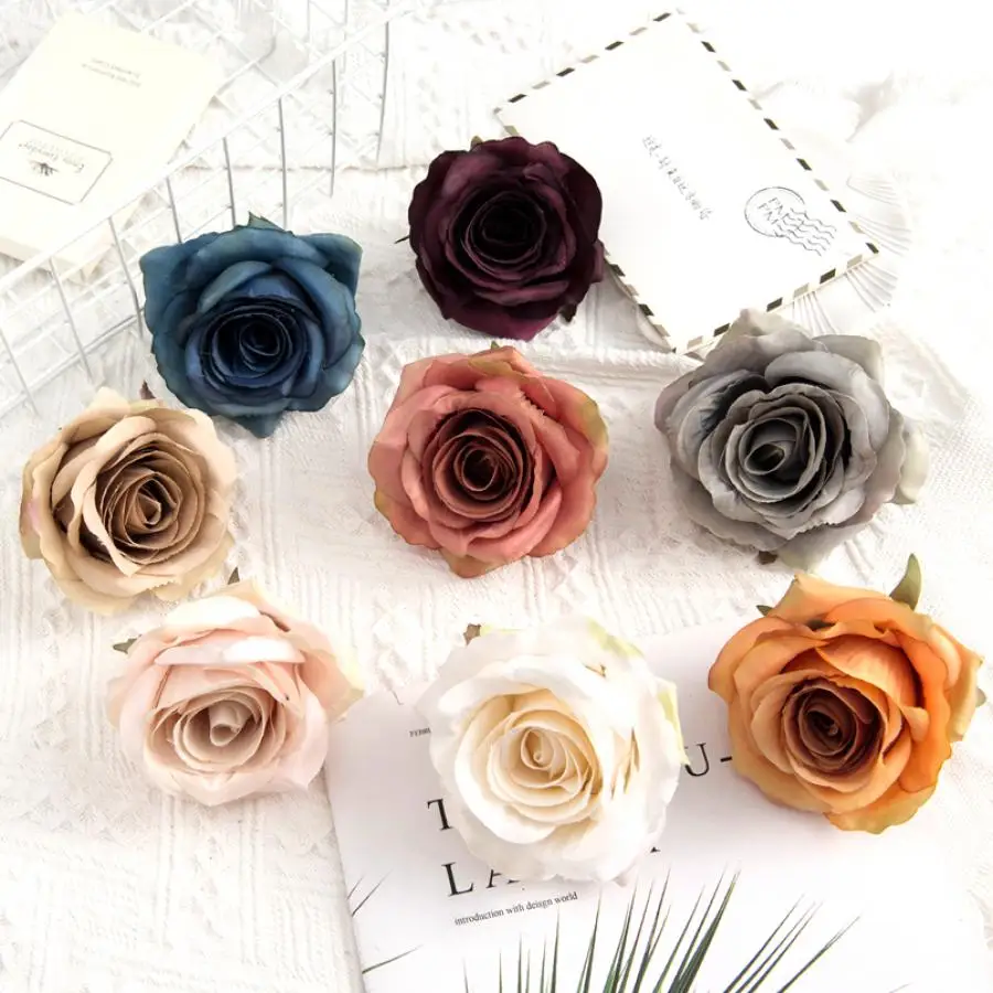 5/10PCS Artificial Flowers Wholesale Silk Fake Roses Christmas Decoration for Home Wedding Decorative Wreath Bridal Accessories