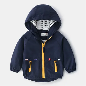 Boys Hooded Windbreaker Jacket 3 Boys Spring Autumn Coats Kids Jackets Toddler Hooded Windbreaker With Pocket Children Zipper Outerwear Baby Clothes 2-7 Years 3