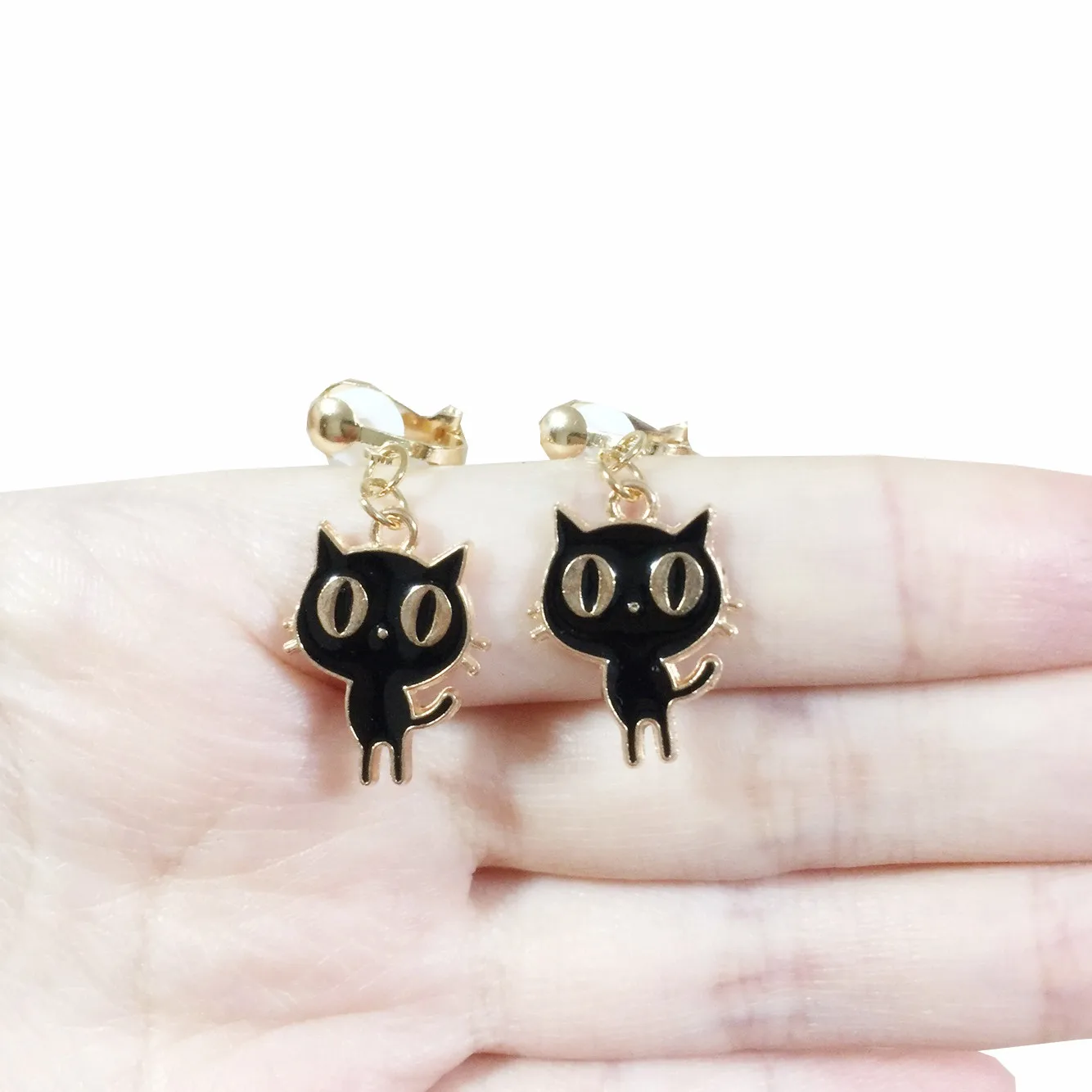 Animal Alloy Black Cat Stud Dangle Drop Smile Cat Pets Big Long Earrings News Fashion Jewelry For Girls Women Teens Gift