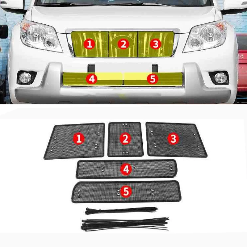 

For Toyota Land Cruiser Prado 150 2010 2012 2013 stationary steel grille insert screening mesh front grille net cover accessorie