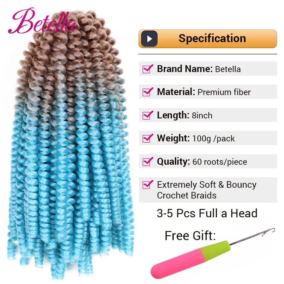 Ombre Spring Twist Trança de cabelo Sintético Crochet Braids Passion Twist Pre-Twist Crochet Hair Extensions Jamaica Bounce Twist