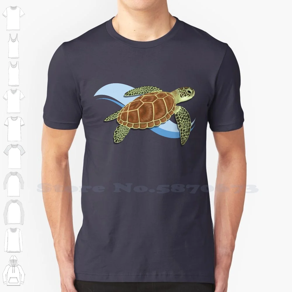 Green Sea Turtle Splash 100% Cotton T-Shirt Art By Breah Artbybreah Sea Turtle Honu Ocean Wildlife Hawaii Wave Animal Reptile