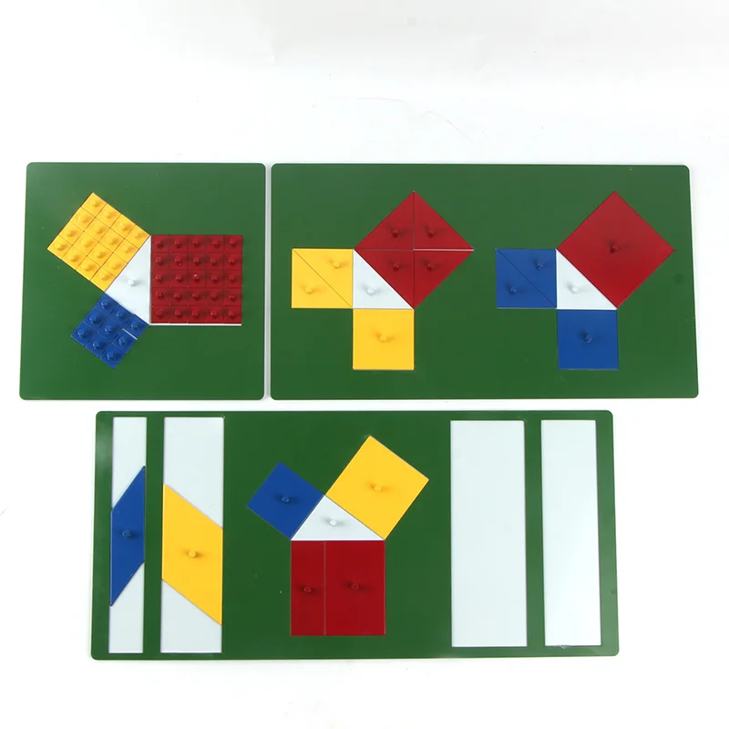 

Montessori Theorem Of Pythagoras Set Metal Board Mathematics Educational Equipment for Primary Elementary Learning Resources