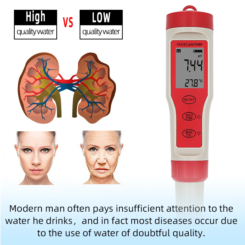 Waterproof PH Pen Meter Protable Digital PH Tester for Aquarium Pool Water Wine Urine Laboratory  Automatic Calibration 30%off