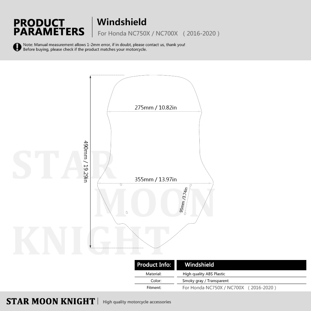 Protecteur d'écran de pare-brise pour Honda, pare-brise, accessoires, NC700X, NCexecute X, NC 750, 700, X 2016-2020, 2019, 2018, 2017