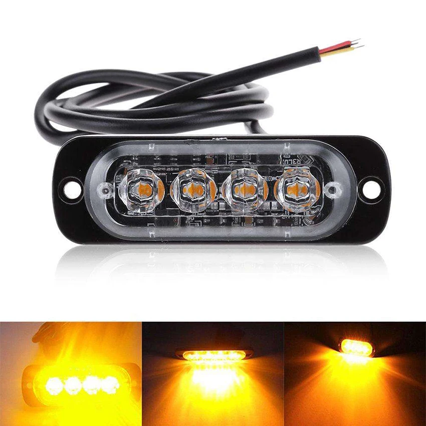 12-24v 12w 4-LED super helle Not warnleuchte wasserdichte Blitzlicht leiste mit 19 verschiedenen Blinken für PKW