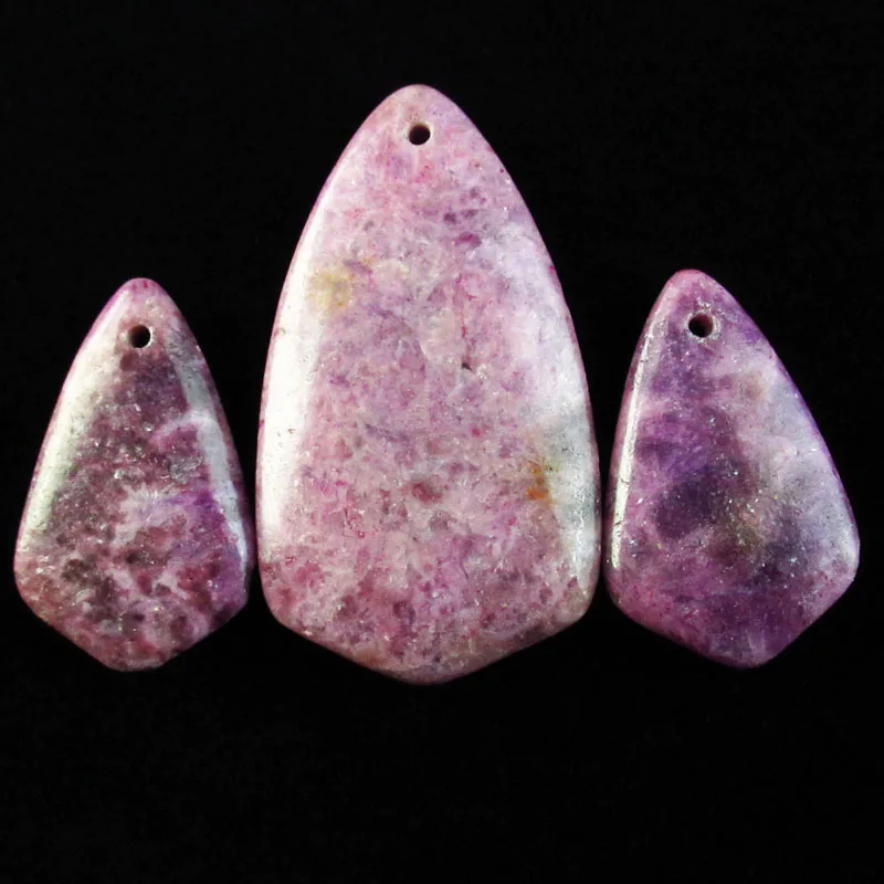 Gorgeous Intriguing Fashion 3pcs Purple Lepidolite Inverted Triangle pendant bead DHS139