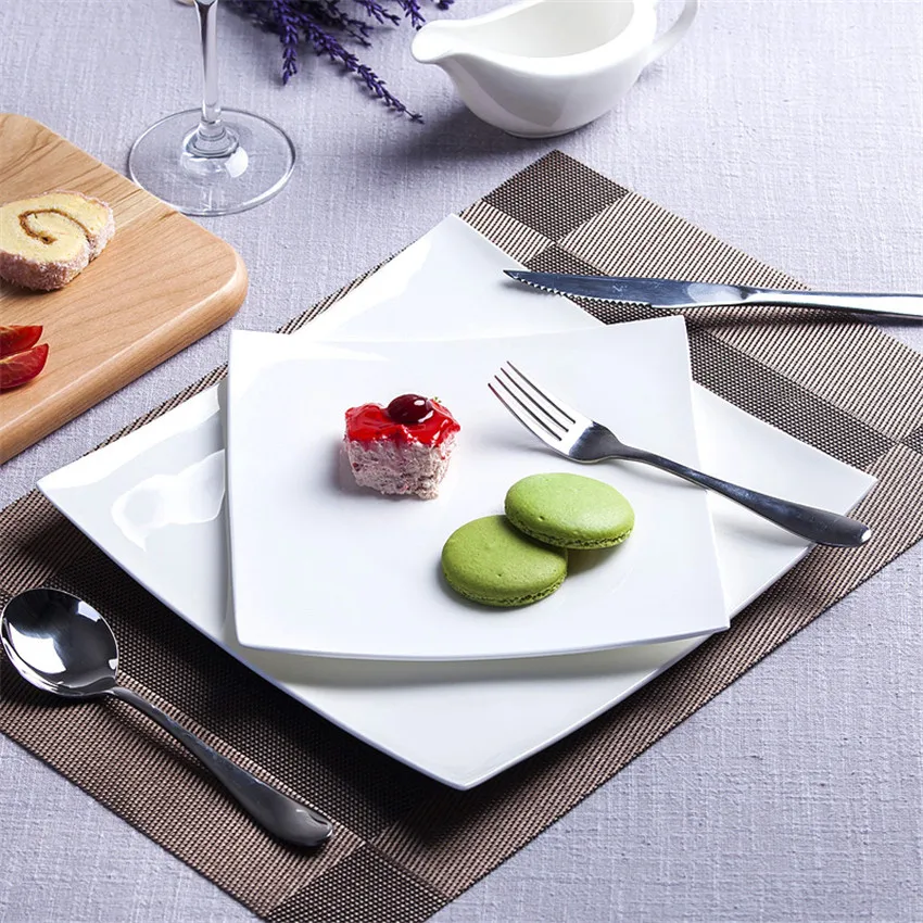 

Nordic Simplicity Western Dinner Plates White Square Dinner Dishes Dessert Tray pasta plates Creative Kitchen Dinnerware sets